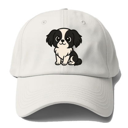 japanese chin black and white sitting pose portrait design Hat