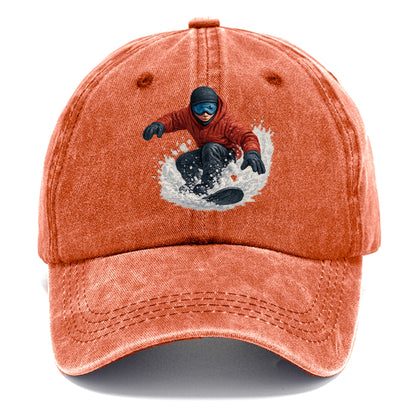 snowboarder carving through fresh powder Hat