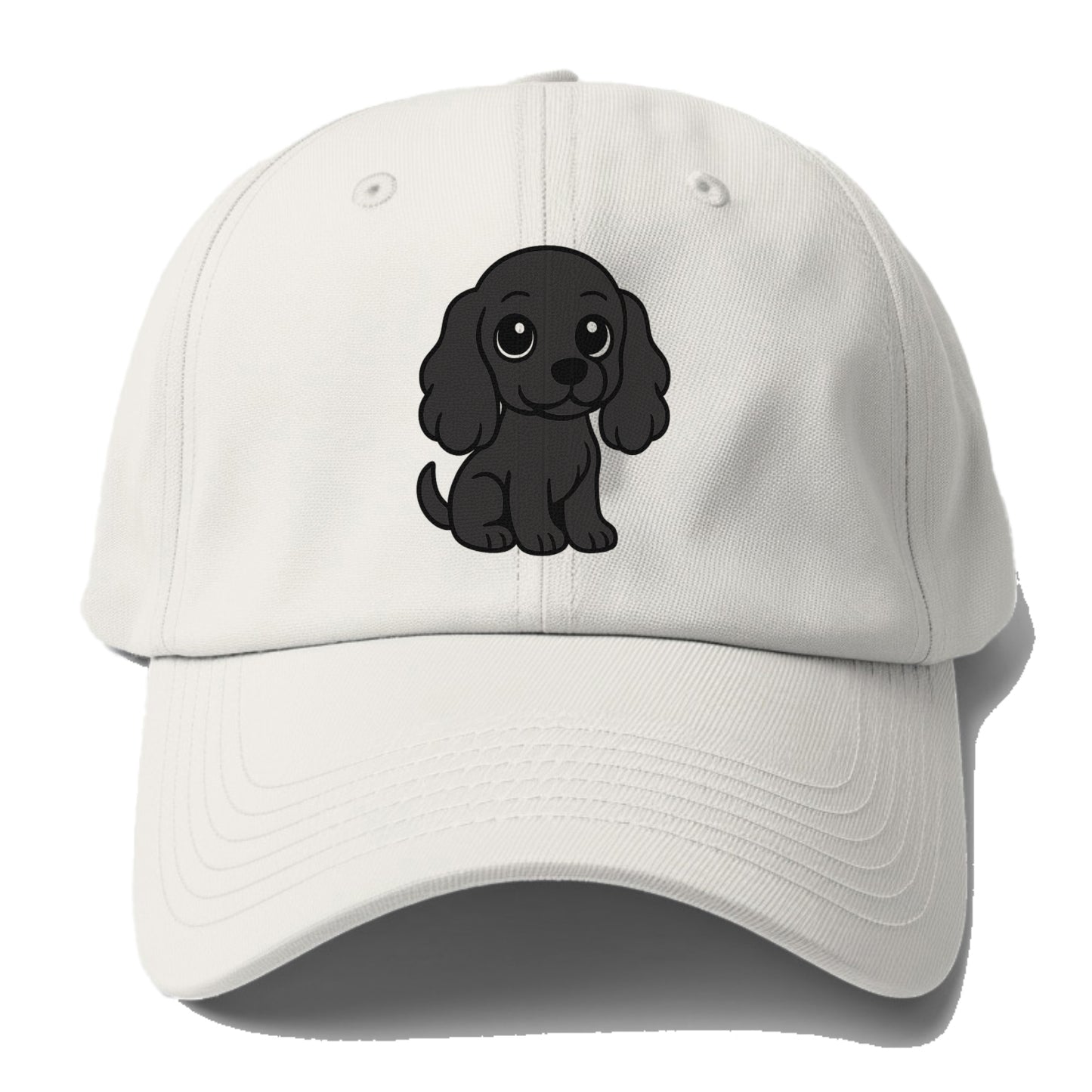 cocker spaniel black sitting pose with long ears portrait design Hat