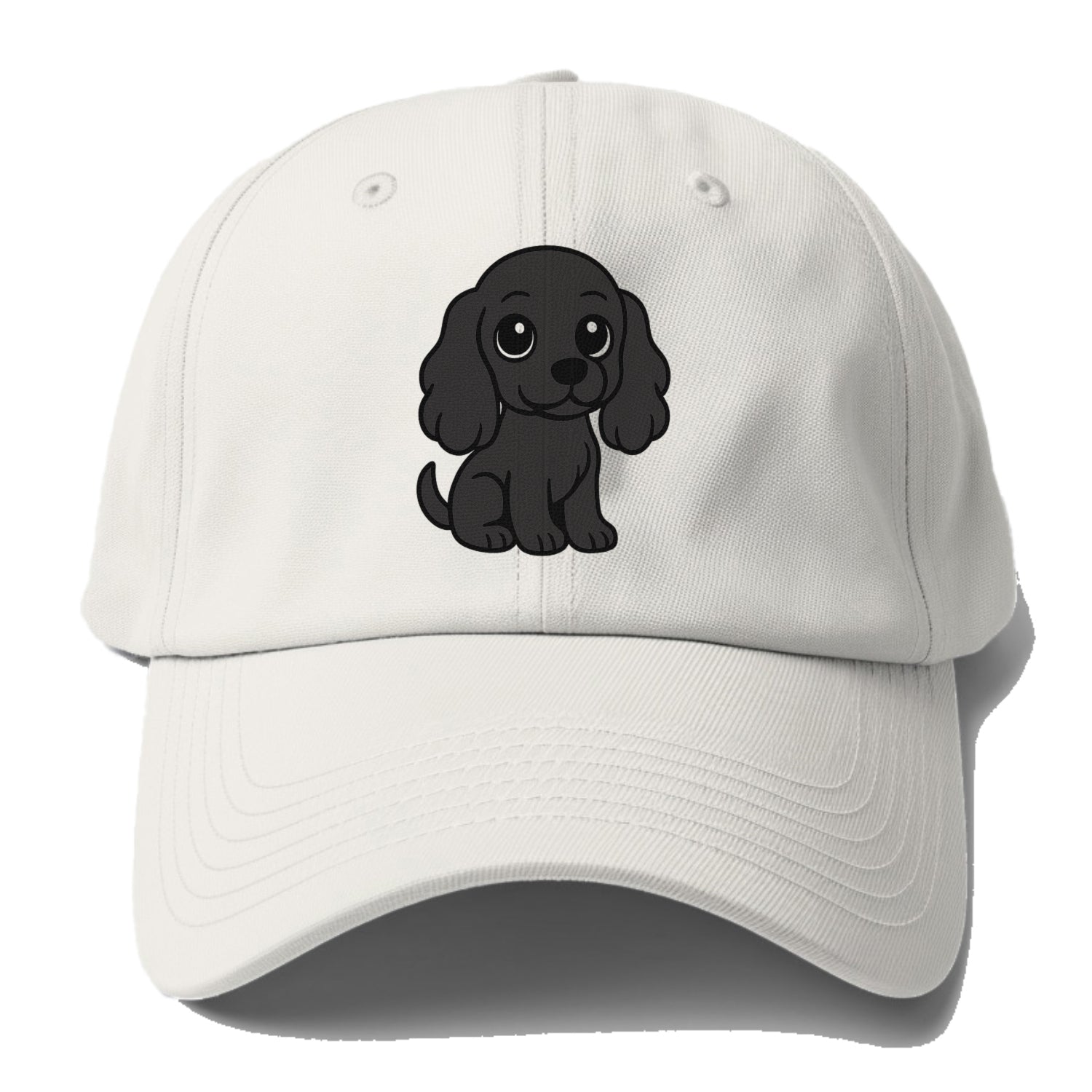 cocker spaniel black sitting pose with long ears portrait design Hat