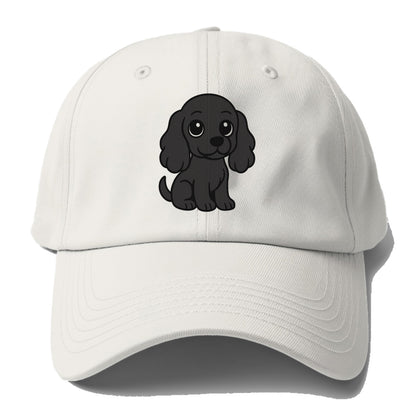 cocker spaniel black sitting pose with long ears portrait design Hat