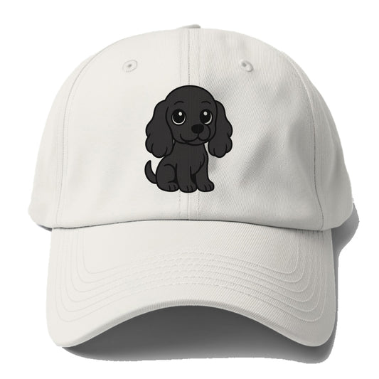 cocker spaniel black sitting pose with long ears portrait design Hat