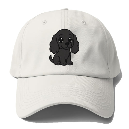 Cocker Spaniel Black Sitting Pose With Long Ears Portrait Design Baseball Cap For Big Heads