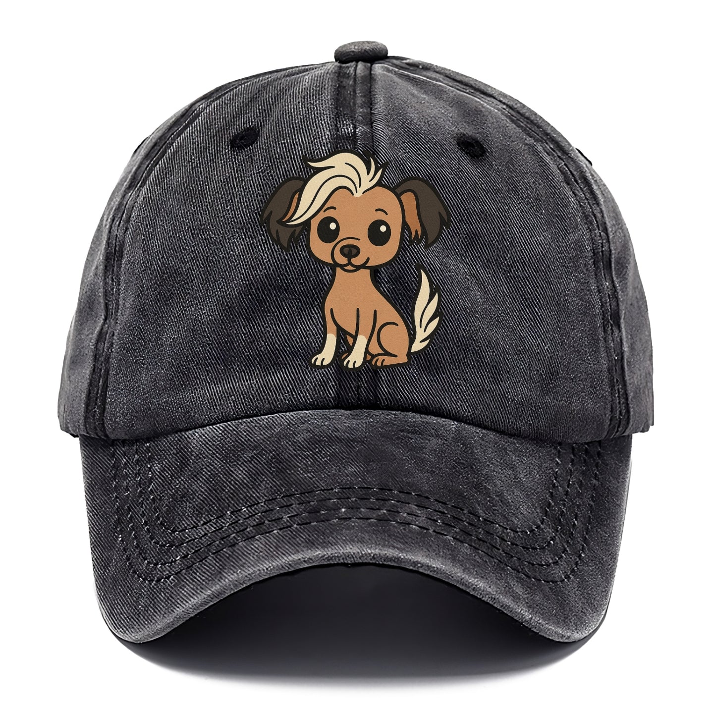 chinese crested hairless with hair tuft sitting pose portrait design Hat