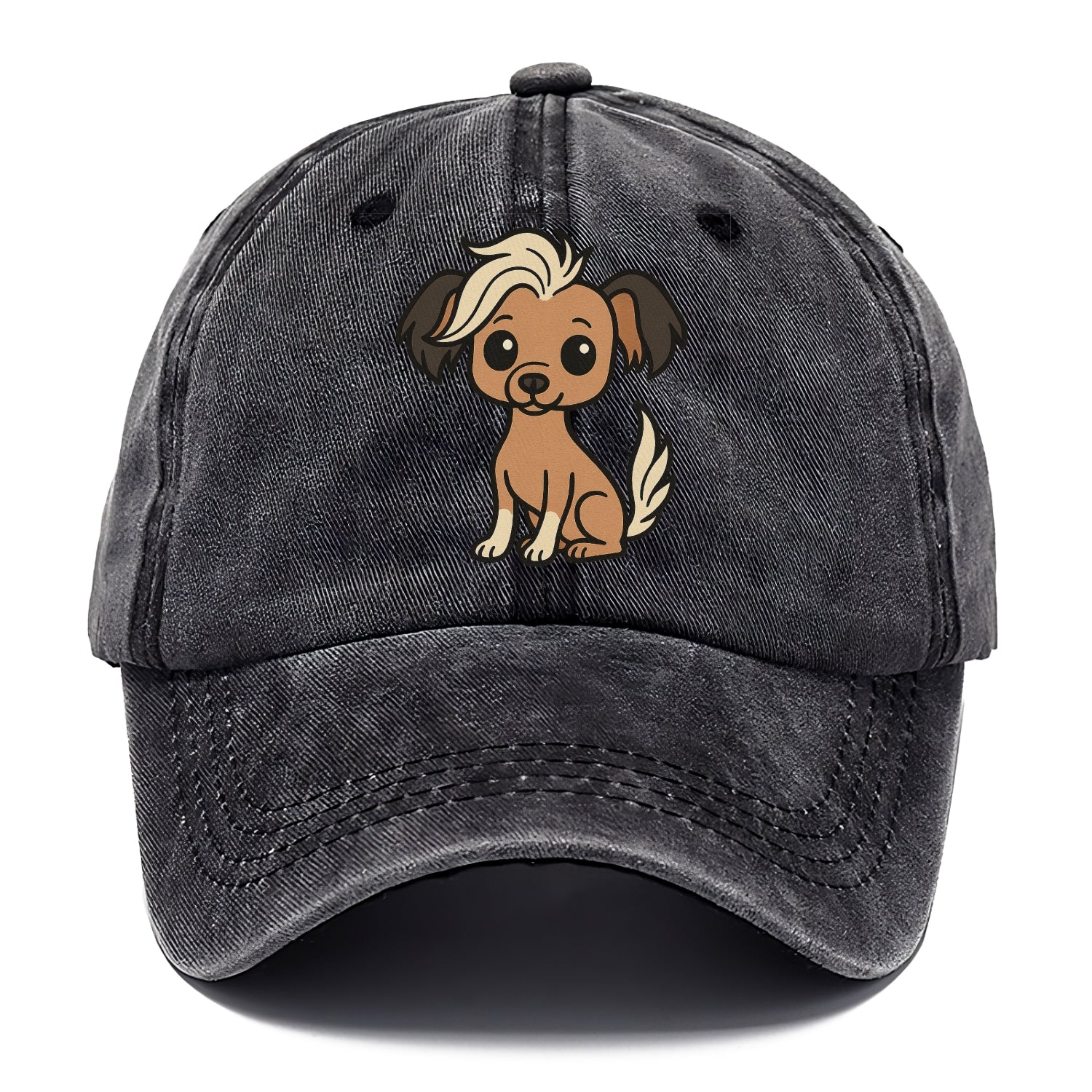 chinese crested hairless with hair tuft sitting pose portrait design Hat