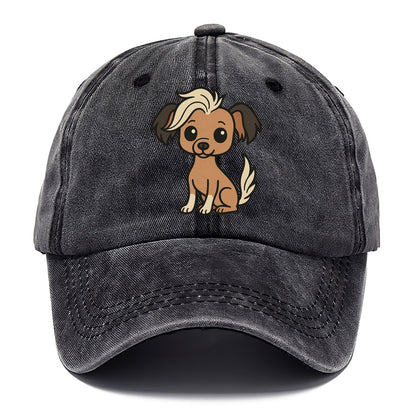 chinese crested hairless with hair tuft sitting pose portrait design Hat