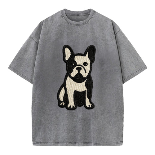 French Bulldog Black And White Tuxedo Pose Vintage T-shirt