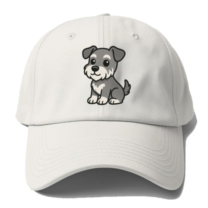 schnoodle gray and white sitting pose portrait design Hat