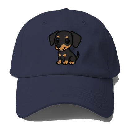 miniature pinscher black and tan sitting pose portrait design Hat
