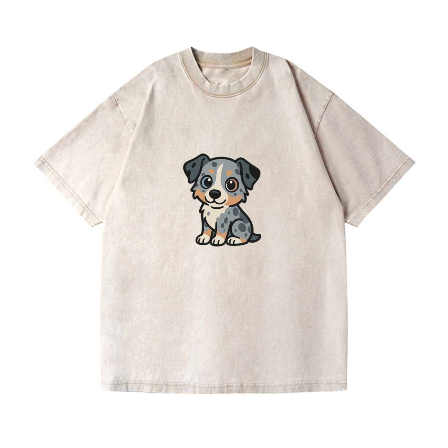 australian shepherd blue merle sitting pose with heterochromia portrait design Hat