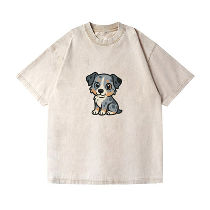 australian shepherd blue merle sitting pose with heterochromia portrait design Hat