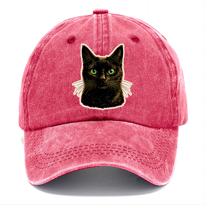 Green Eyed Black Cat Classic Cap
