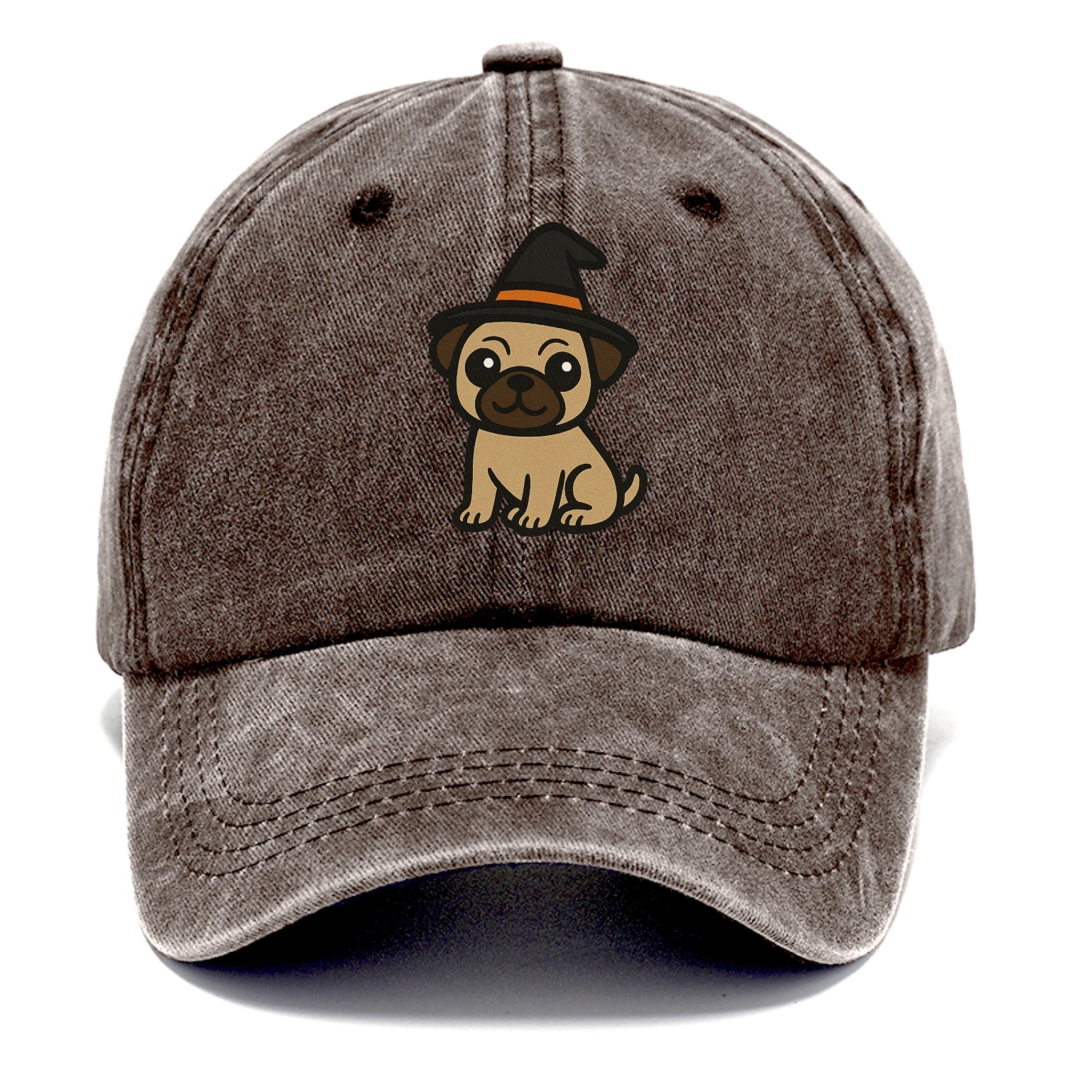 pug wearing witch hat halloween theme portrait design Hat