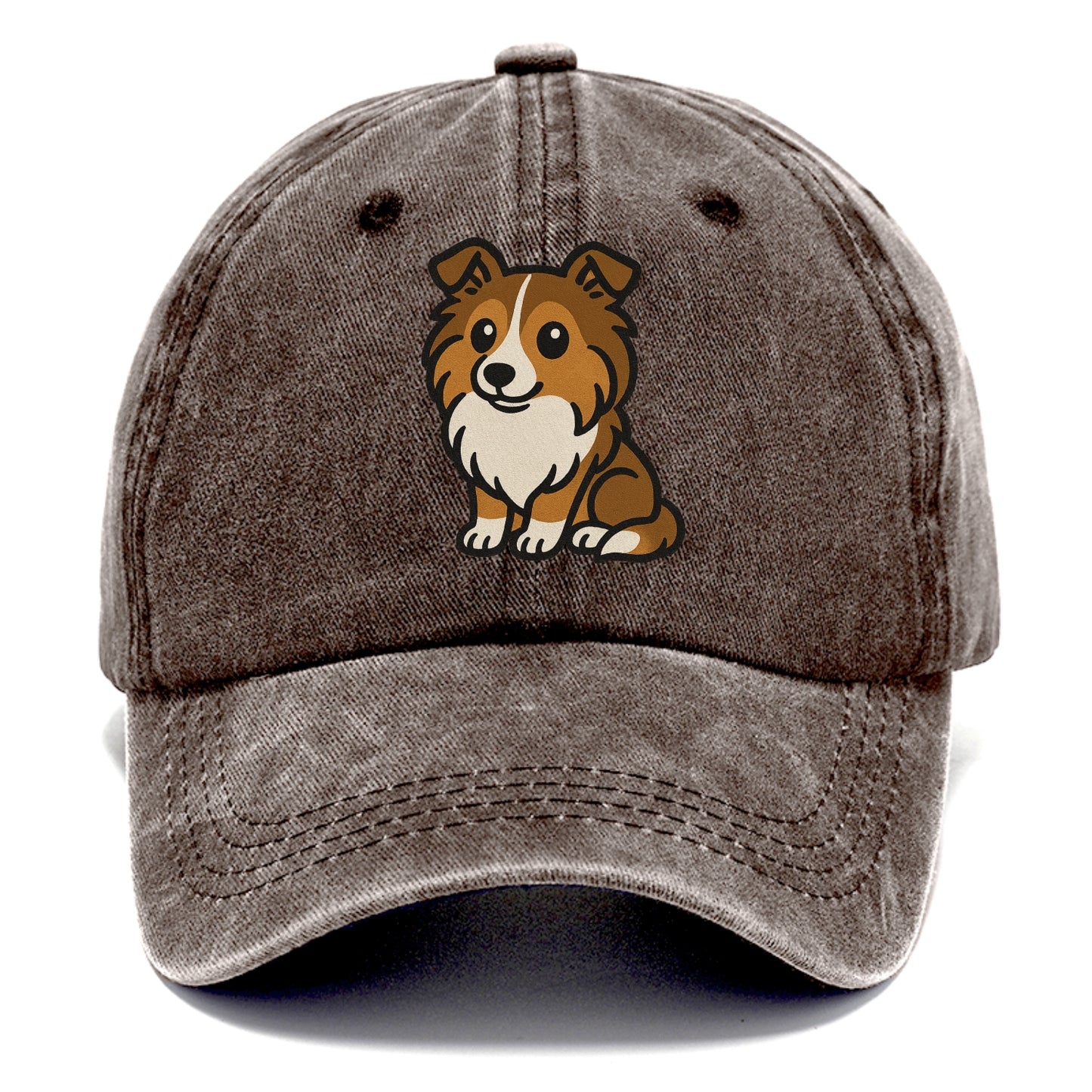 shetland sheepdog sable and white sitting pose portrait design Hat
