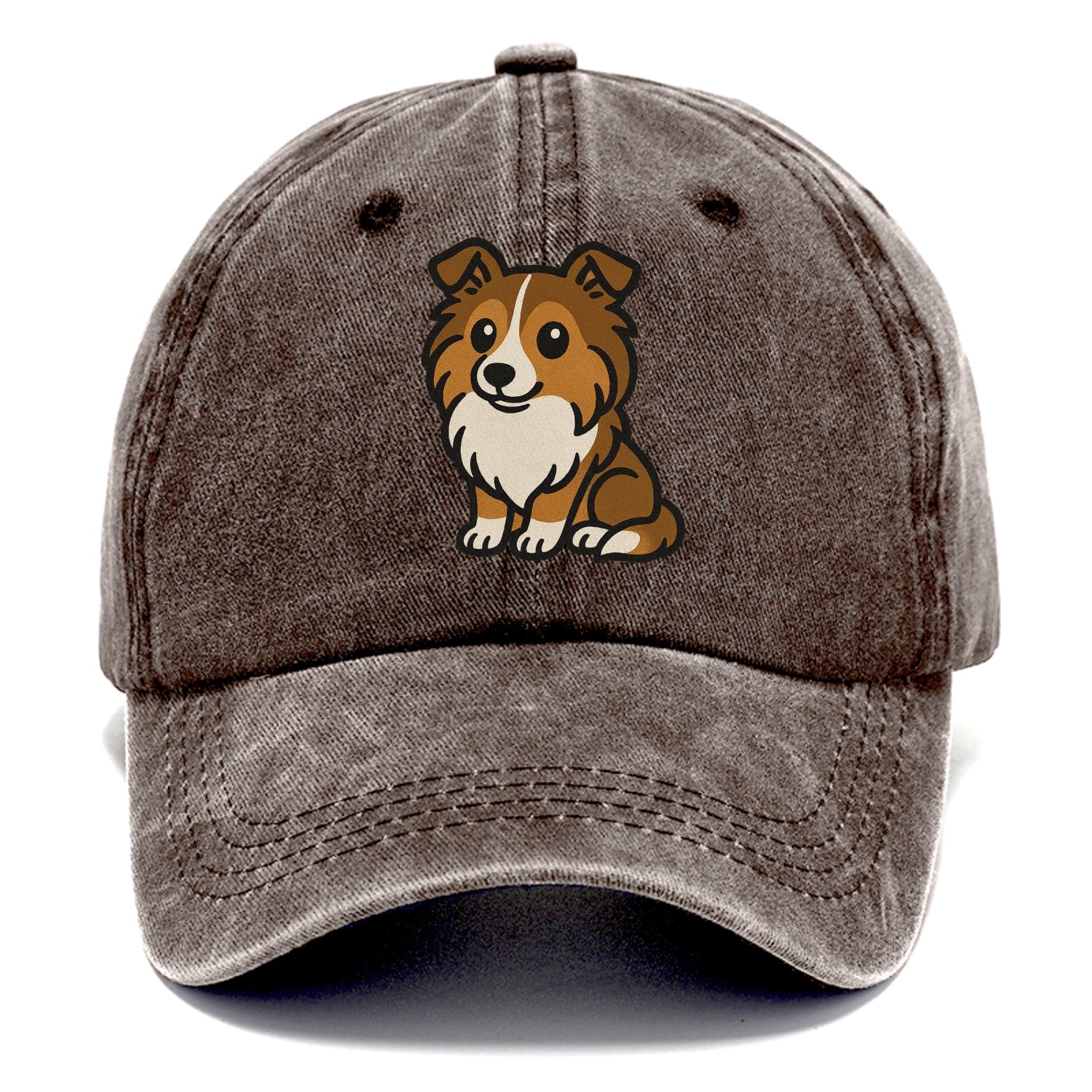 shetland sheepdog sable and white sitting pose portrait design Hat