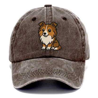 shetland sheepdog sable and white sitting pose portrait design Hat