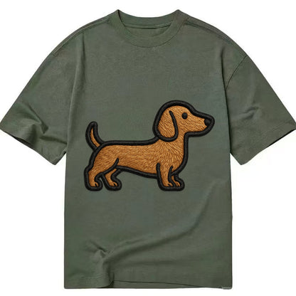 Dachshund - Modern elongated silhouette - Classic T-shirt – Army Green