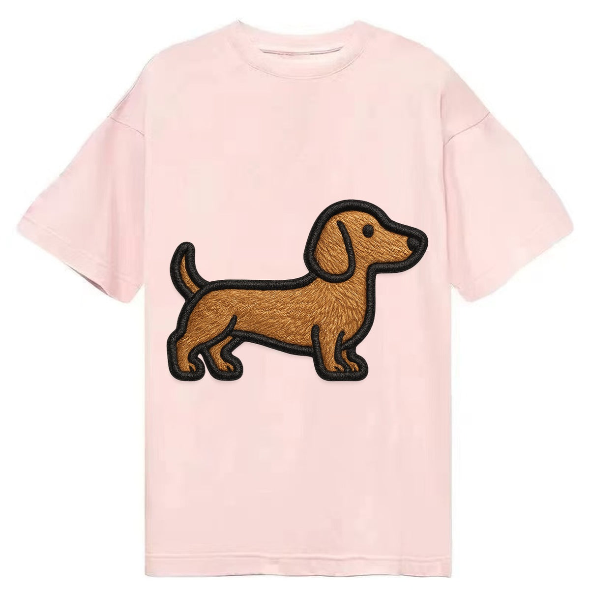 Dachshund - Modern elongated silhouette - Classic T-shirt – Pink