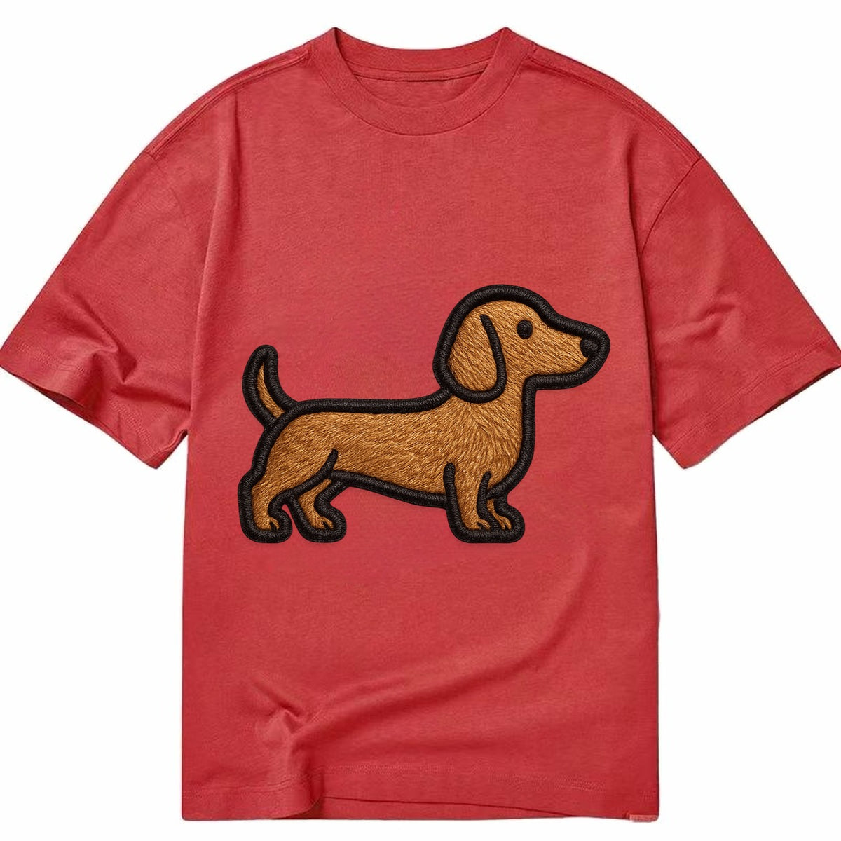 Dachshund - Modern elongated silhouette - Classic T-shirt – Red