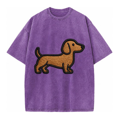 Dachshund - Modern elongated silhouette - Vintage T-shirt – Purple