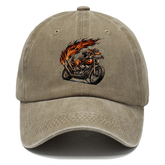 Biker Dachshund Flame Classic Cap