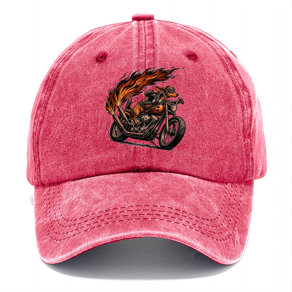 Biker Dachshund Flame Classic Cap