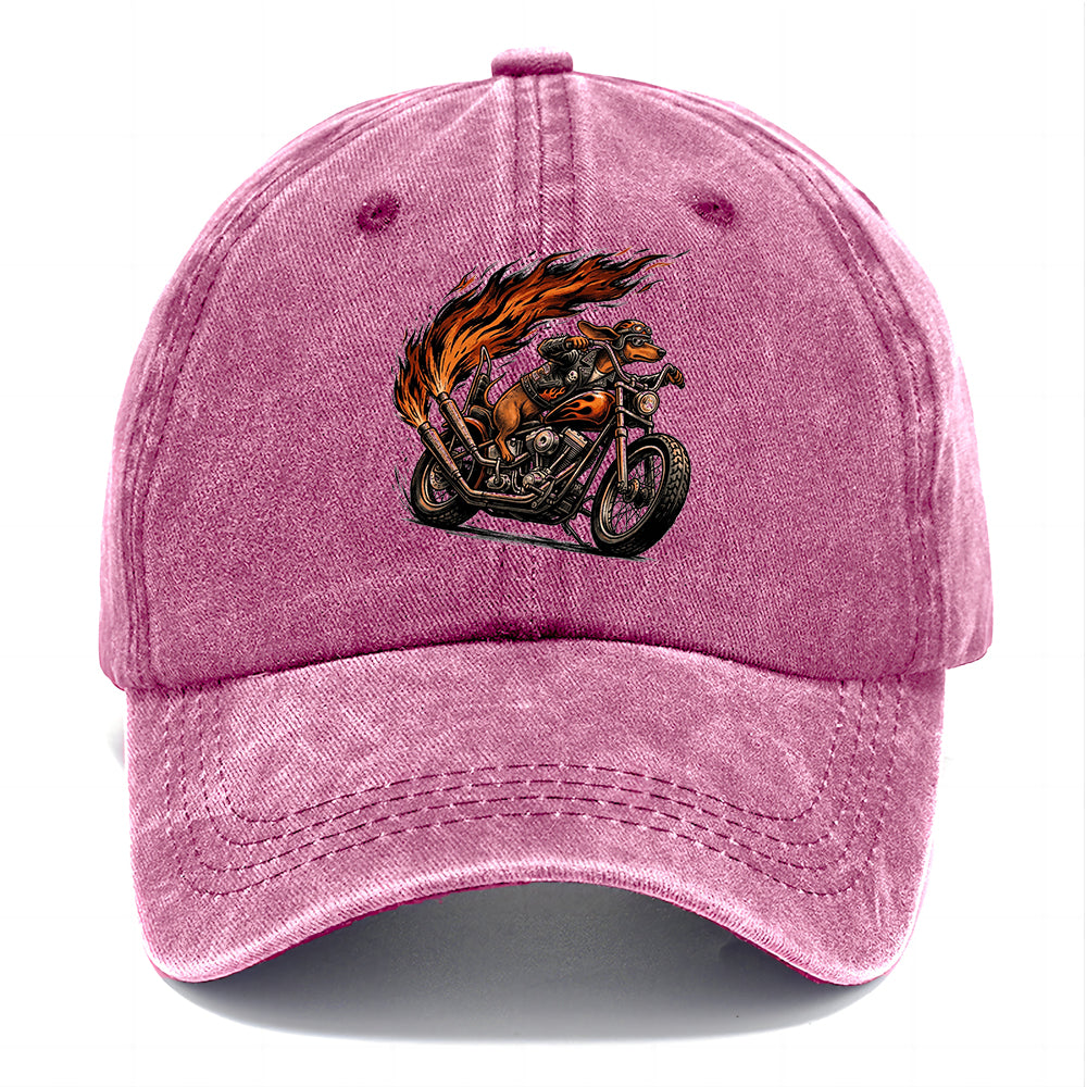 Biker Dachshund Flame Classic Cap