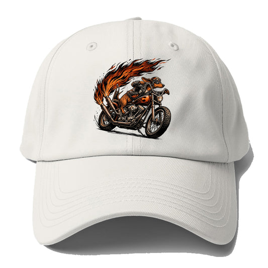 Biker Dachshund Flame Baseball Cap