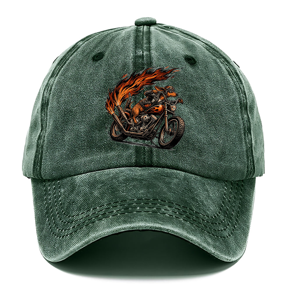 Biker Dachshund Flame Classic Cap