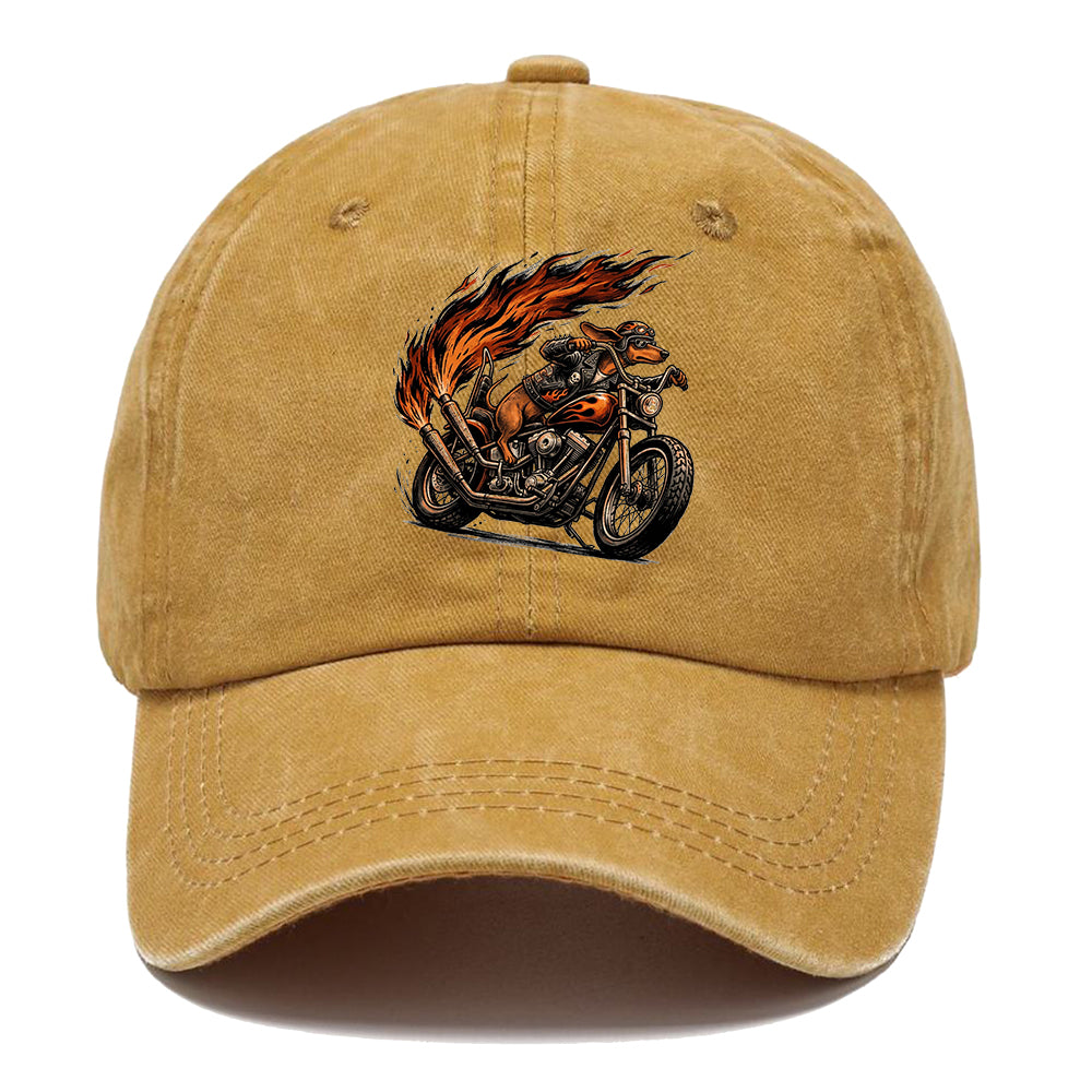 Biker Dachshund Flame Classic Cap
