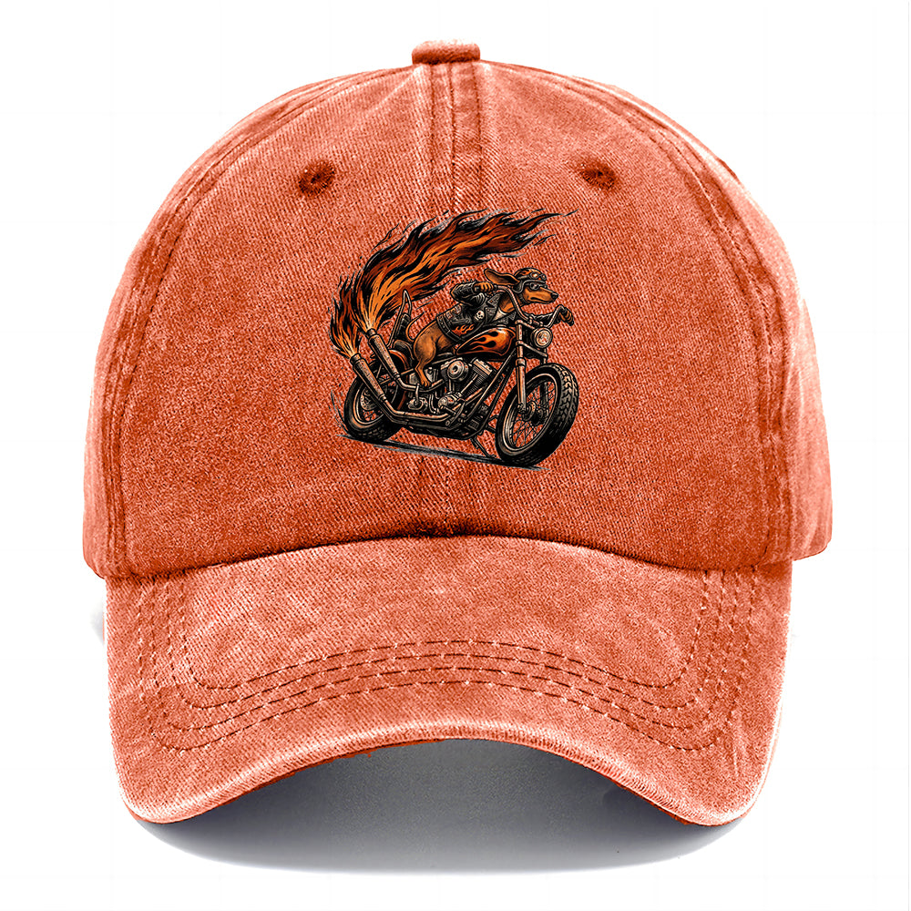 Biker Dachshund Flame Classic Cap