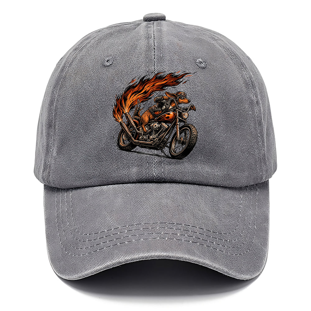 Biker Dachshund Flame Classic Cap