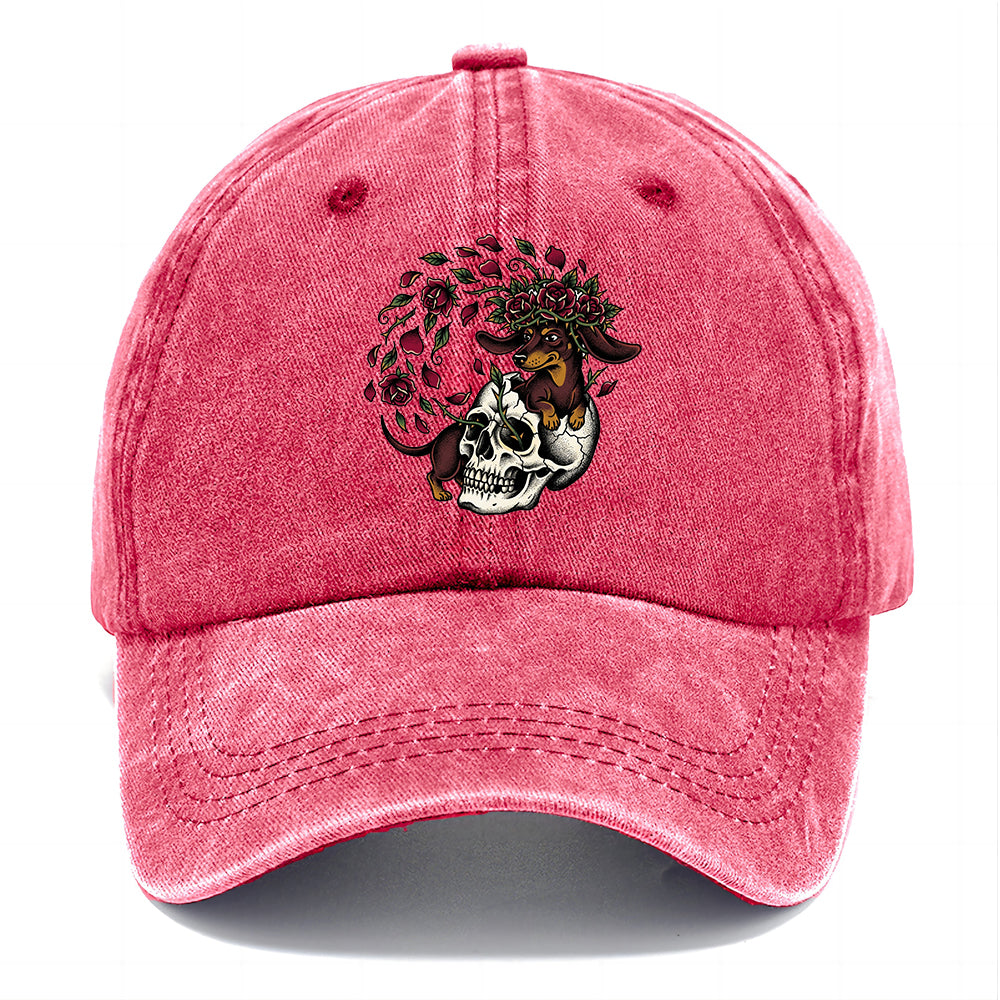 Skull Rose Dachshund Classic Cap