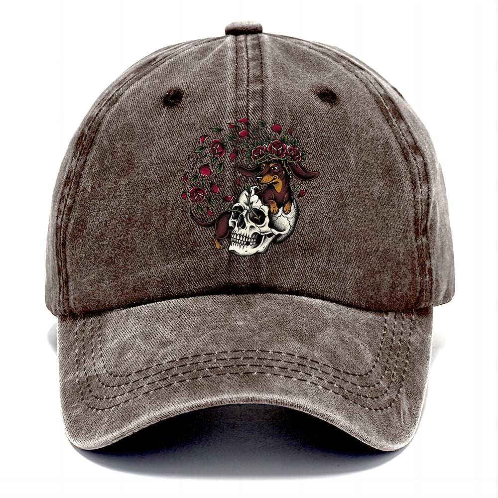 Skull Rose Dachshund Classic Cap