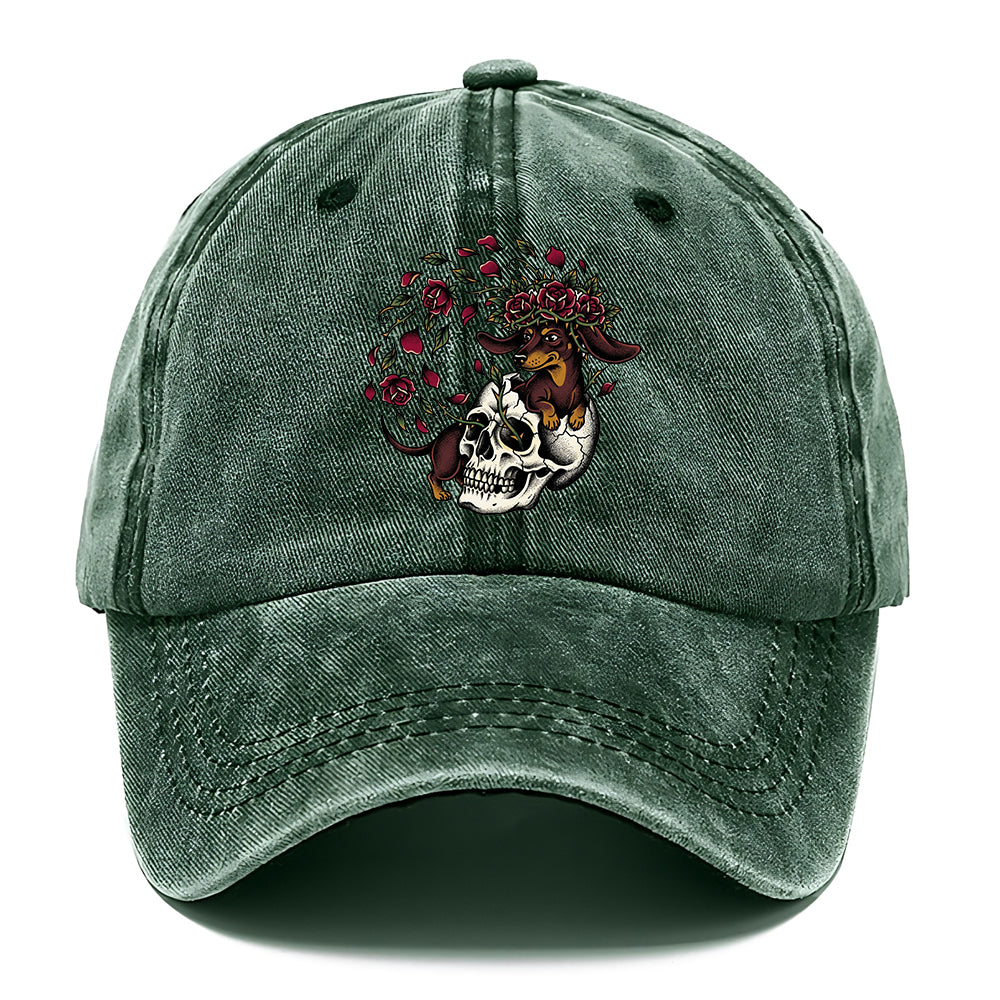 Skull Rose Dachshund Classic Cap