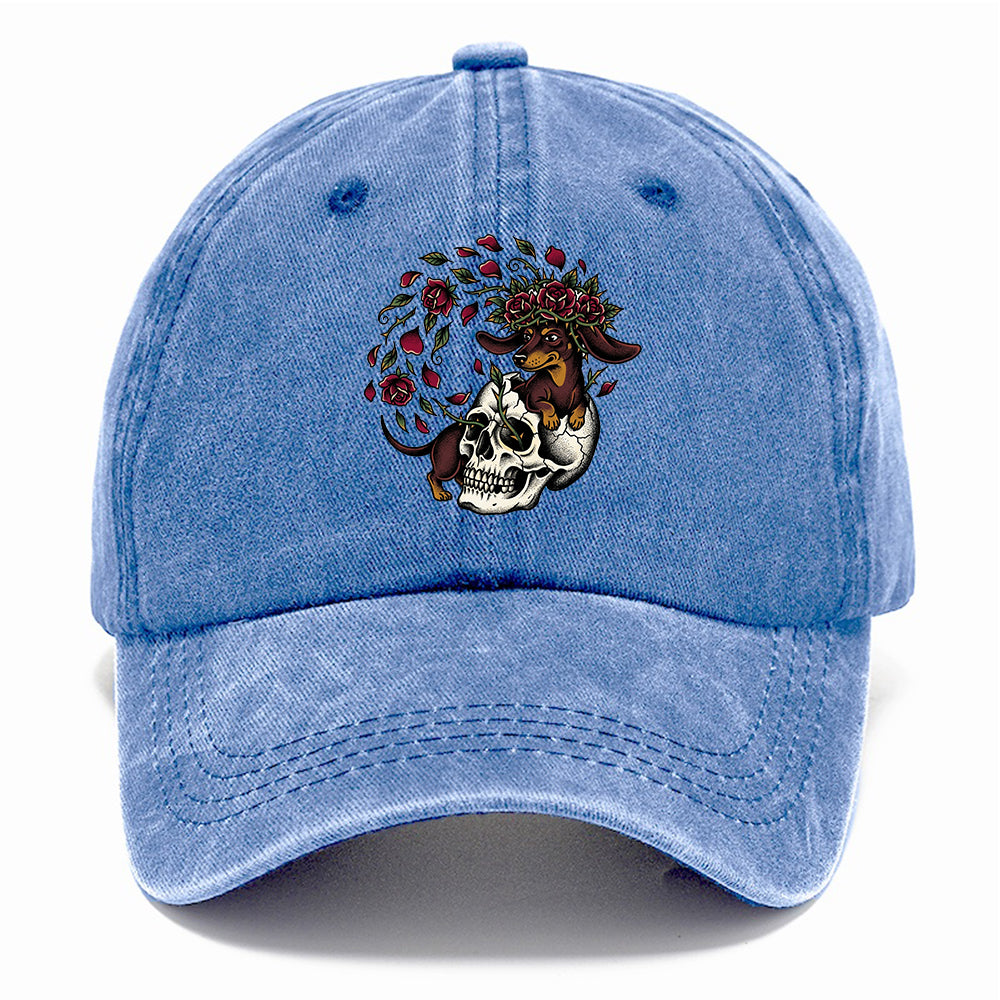 Skull Rose Dachshund Classic Cap