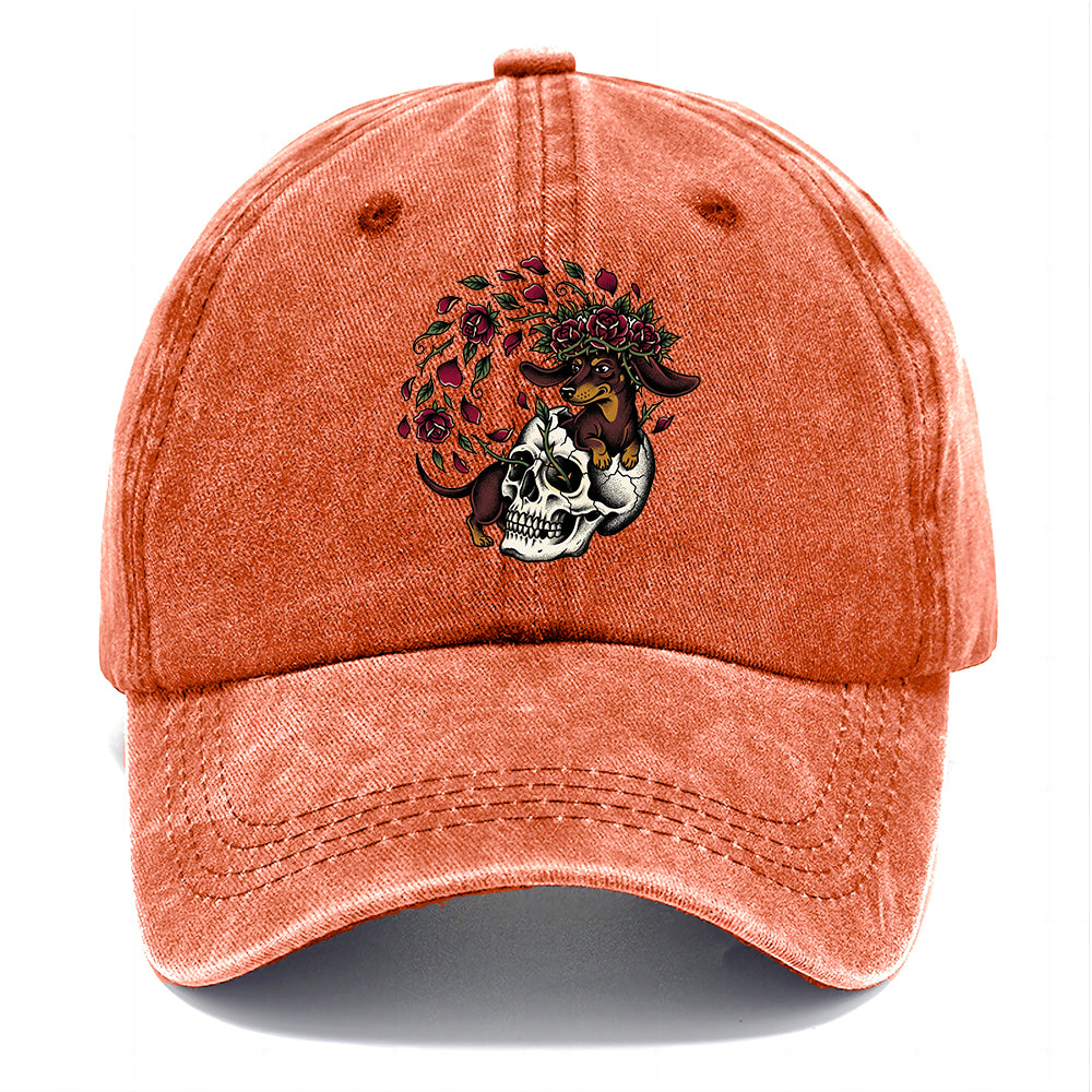 Skull Rose Dachshund Classic Cap