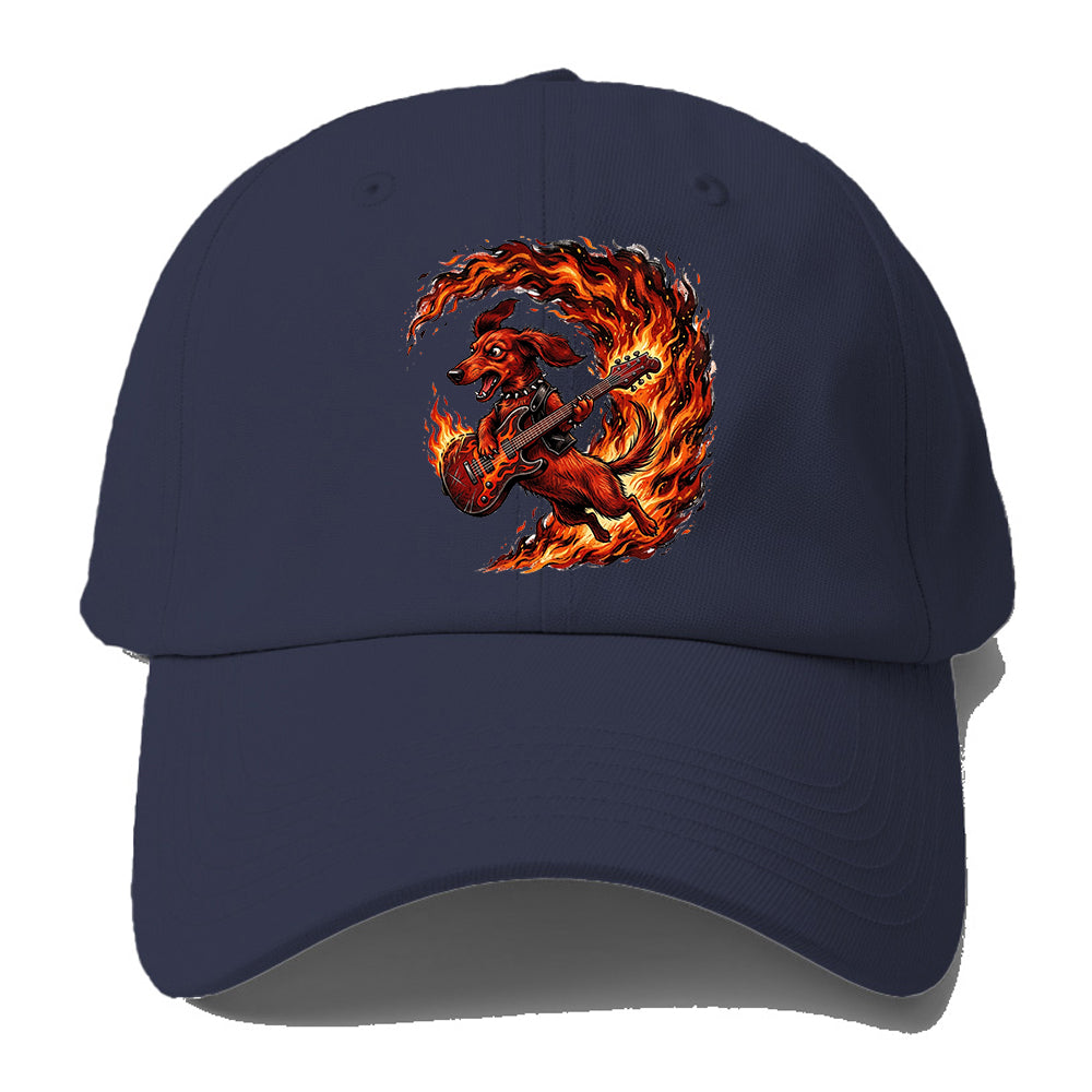 Rock Guitar Dachshund Baseball Cap