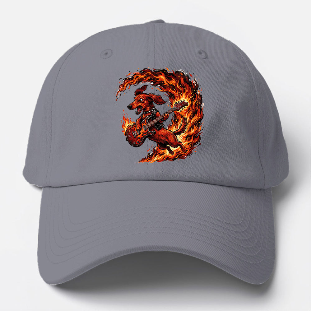 Rock Guitar Dachshund Baseball Cap