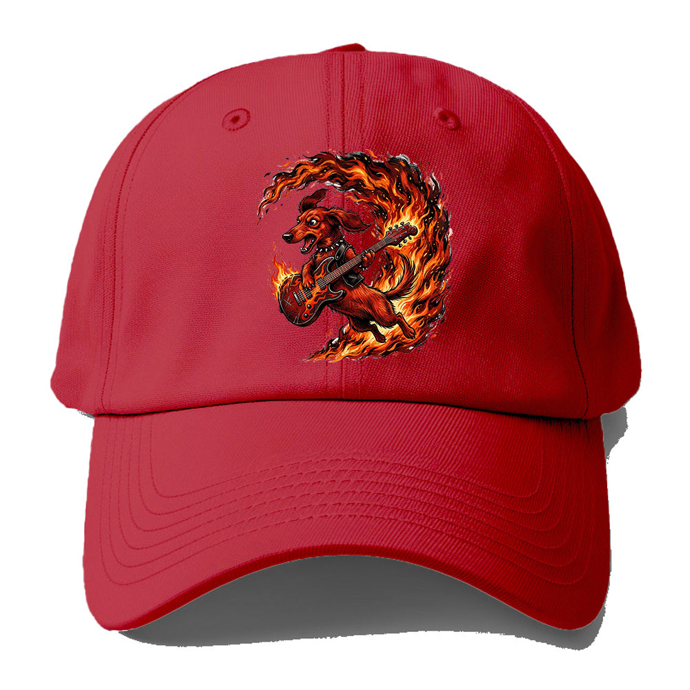 Rock Guitar Dachshund Baseball Cap