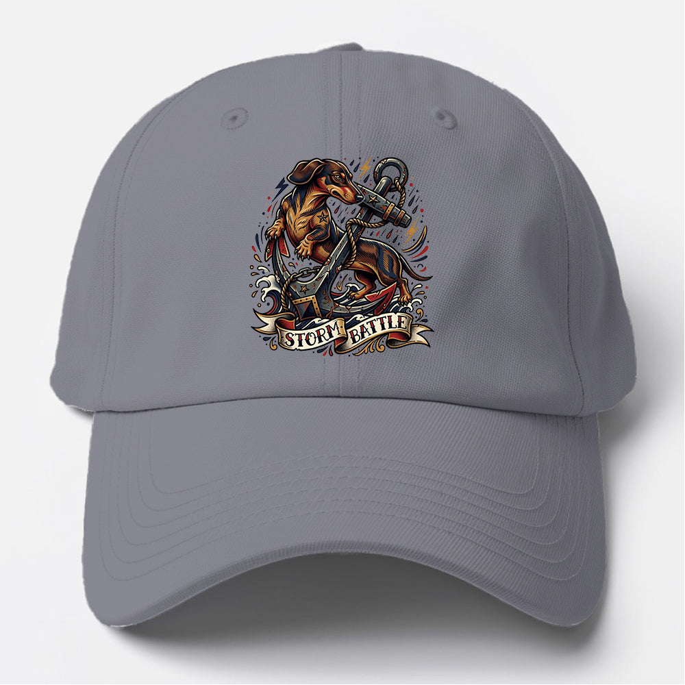 Storm Battle Dachshund Baseball Cap