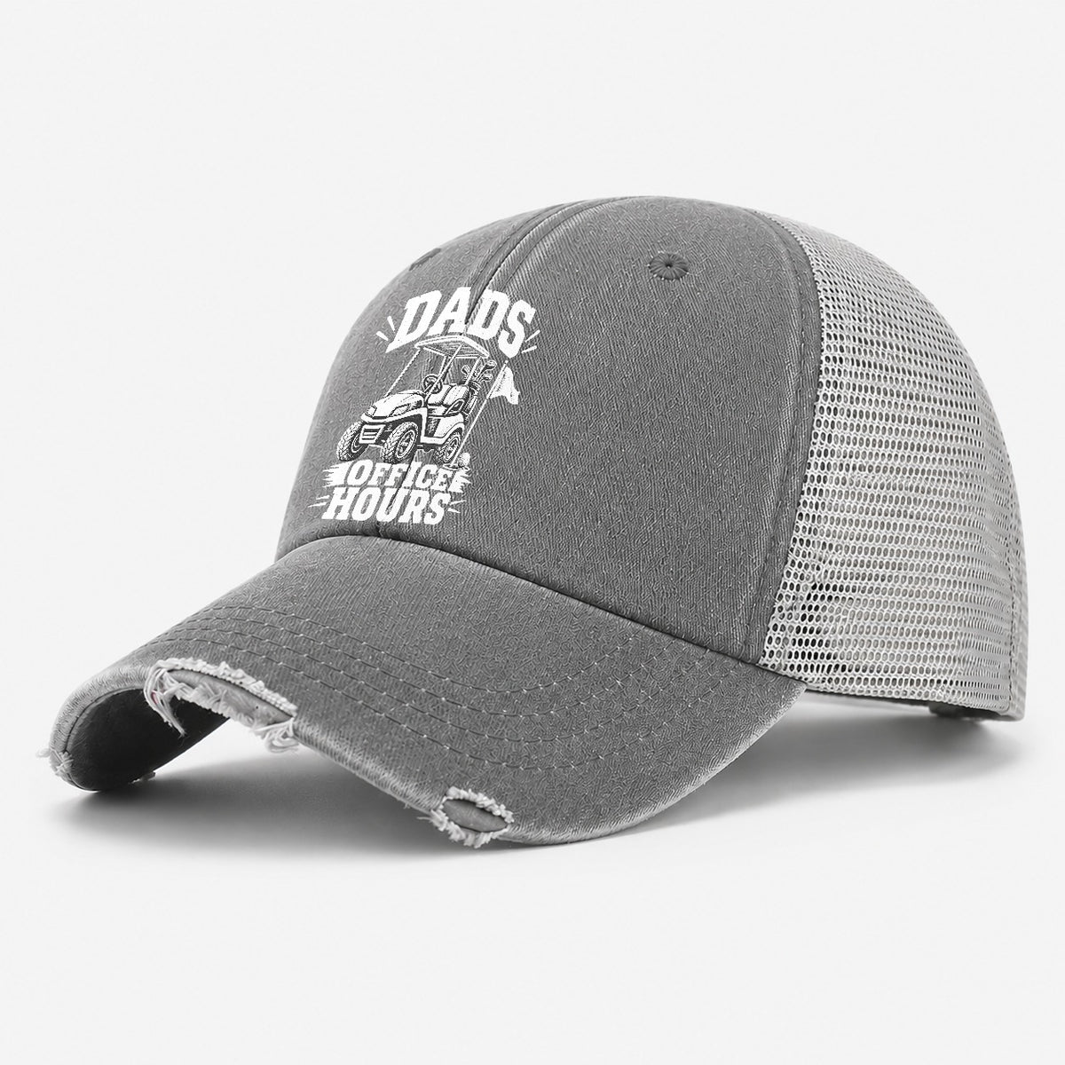 Dads Office Hours Golf Life Washed Trucker Hat – Grey