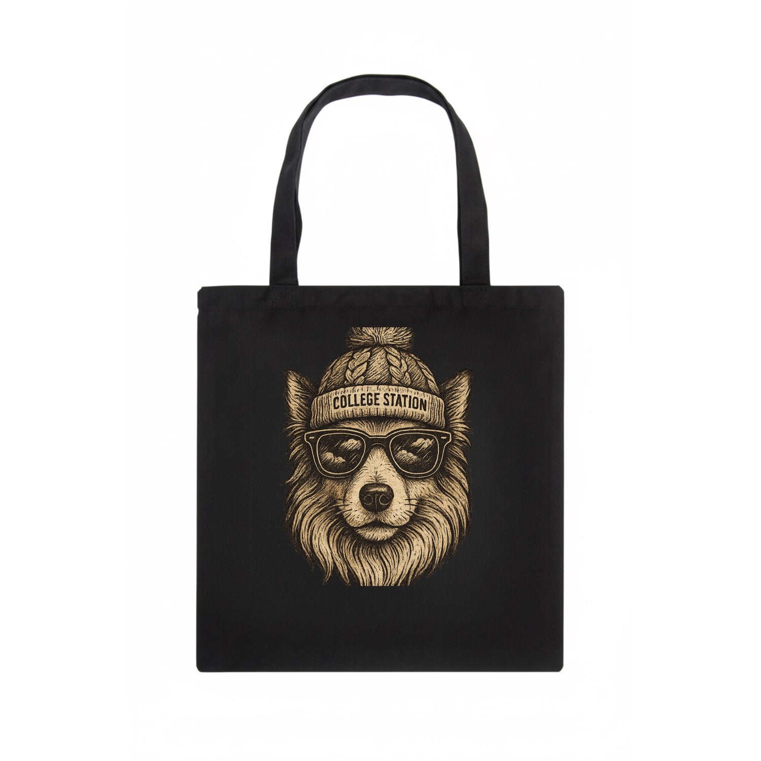 College Station Collie wearing Texas A&M - Tote Bag - dark