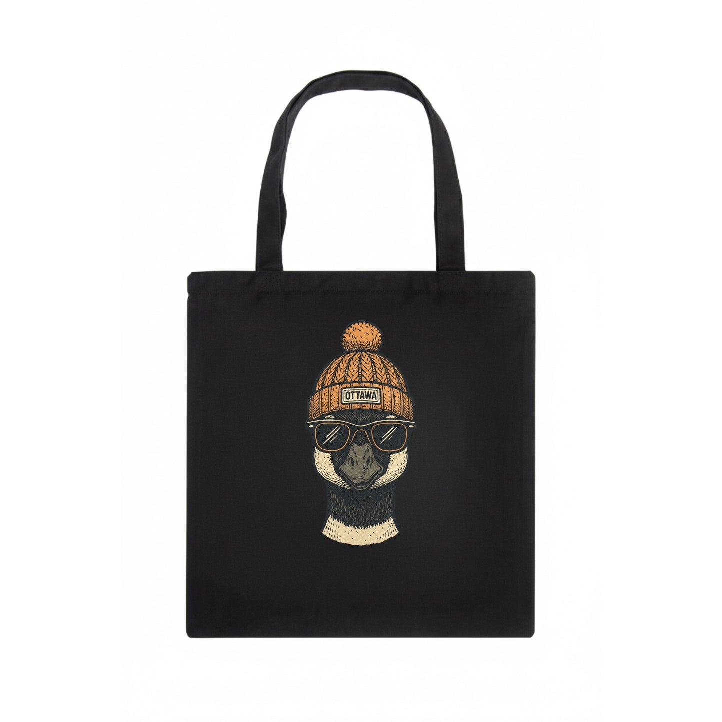Ottawa Canadian Goose wearing Ottawa beanie with pom pom and wayfarer sunglasses - Tote Bag - dark