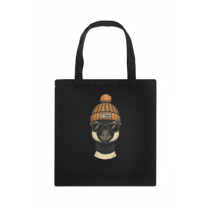 Ottawa Canadian Goose wearing Ottawa beanie with pom pom and wayfarer sunglasses - Tote Bag - dark