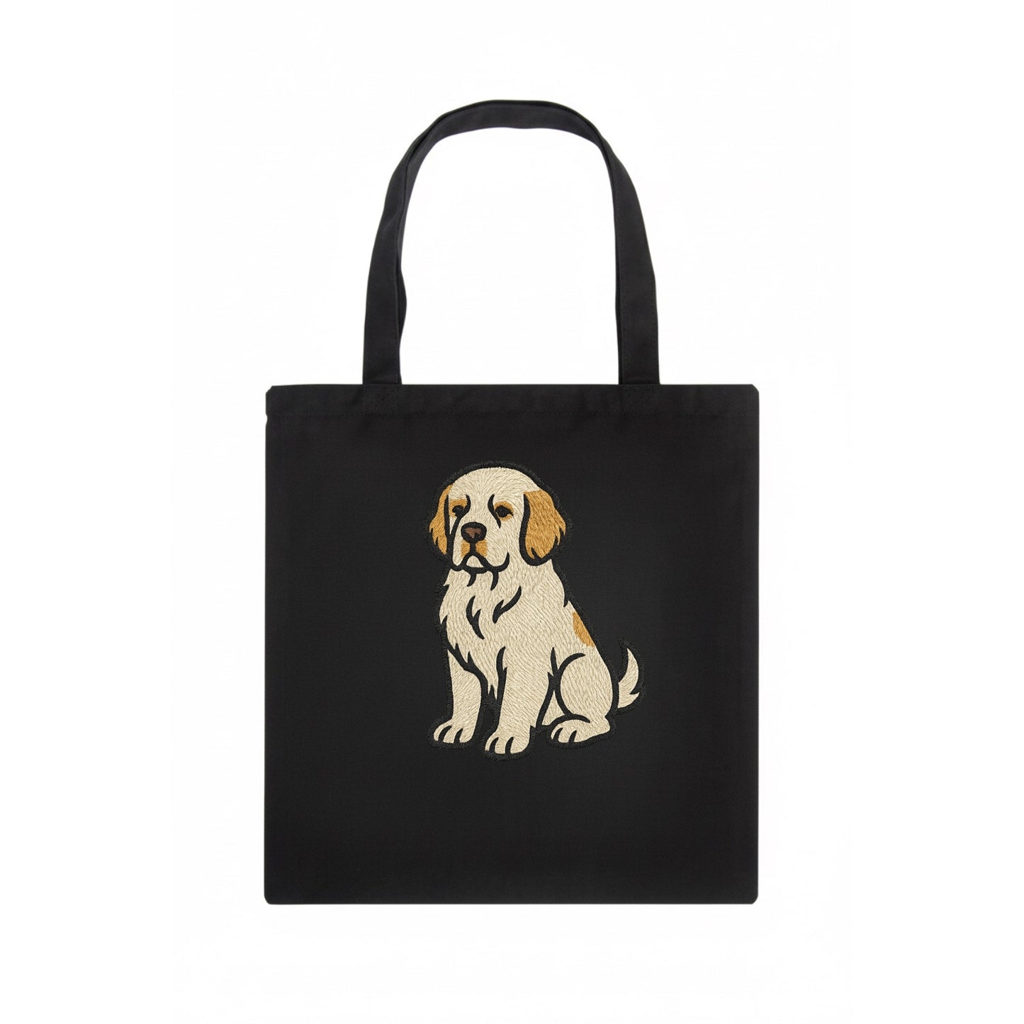 Clumber Spaniel - White with lemon markings embroidered pose - Tote Bag - dark
