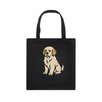 Clumber Spaniel - White with lemon markings embroidered pose - Tote Bag - dark