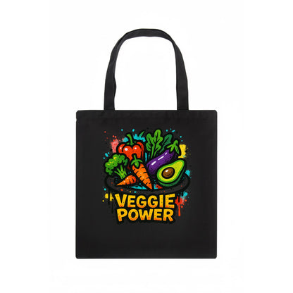 Colorful vegetables and plants on plate - plant-based lifestyle, veggie power - Tote Bag - dark