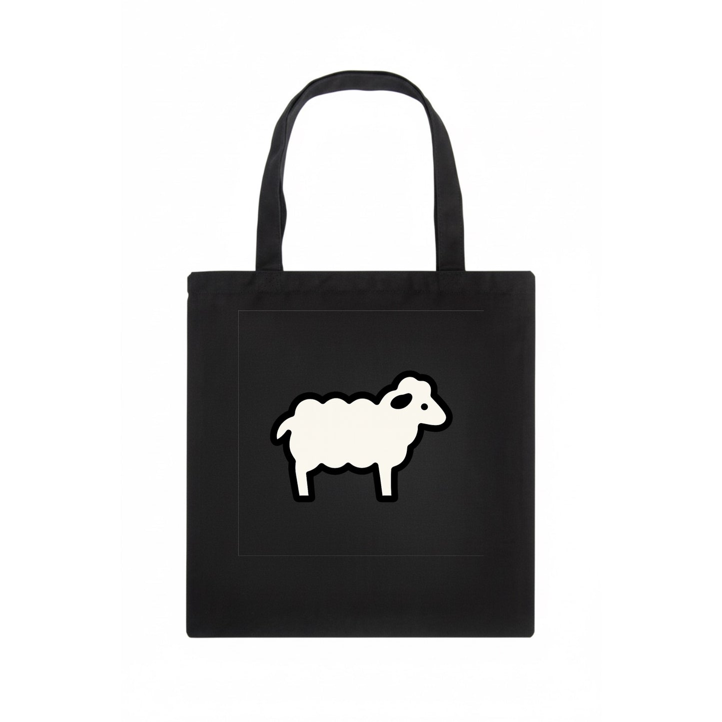 Sheep - White fluffy wool flat side profile - Tote Bag - dark