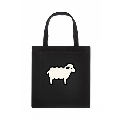 Sheep - White fluffy wool flat side profile - Tote Bag - dark
